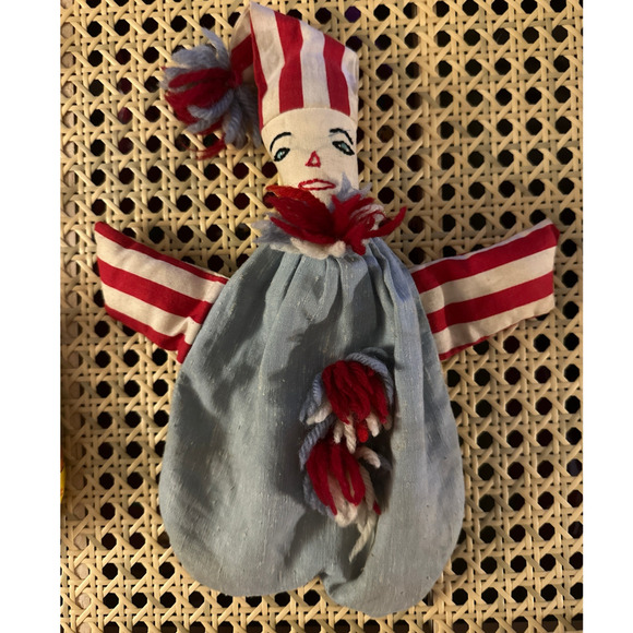 Lot of 3 VTG HANDMADE Weighted Clown Jester Doll Colorful Fabric Patchwork *Read - Picture 7 of 15